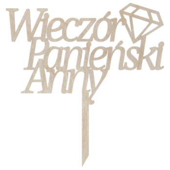 TOPPER NA TORT WIECZÓR PANIEŃSKI DIAMENT DEKORACJA TOPER IMIĘ DOWOLNY NAPIS