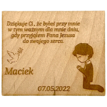 PODZIĘKOWANIE DLA GOŚCI MAGNES PIERWSZA KOMUNIA PERSONALIZOWANE IMIĘ