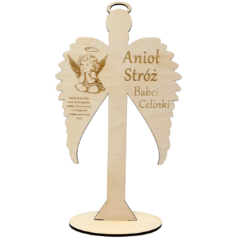 DREWNIANY ANIOŁ SKRZYDŁA NA PODSTAWCE ANIOŁEK SKRZYDEŁKA DOWOLNY NAPIS