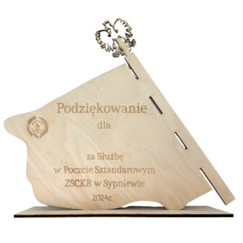 DREWNIANA STATUETKA SZTANDAR ORZEŁ NAGRODA WYRÓŻNIENIE PUCHAR