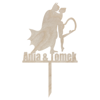 TOPPER BATMAN KOT NA TORT KWIATY ROCZNICA ŚLUB WESELE IMIĘ DOWOLNY NAPIS