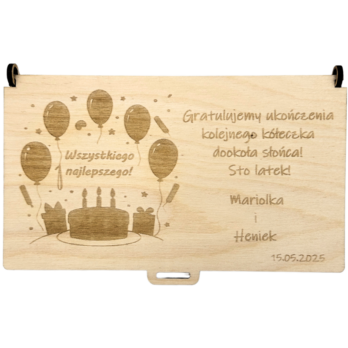PUDEŁKO NA URODZINY PIENIĄDZE KASA PREZENT 18 30 40 50 60 DOWOLNY GRAWER