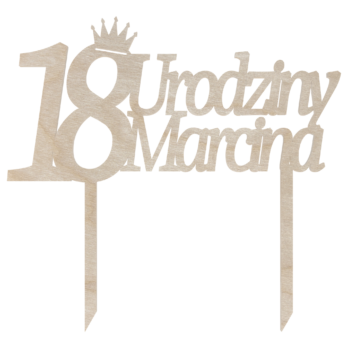 TOPPER NA TORT URODZINY DEKORACJA KORONA 18 30 40 50 IMIĘ DOWOLNY NAPIS