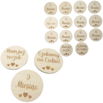 TABLICZKI KARTY DO ZDJĘĆ Z MIESIĄCAMI PIERWSZY ROK ŻYCIA DREWNIANE DO SESJI