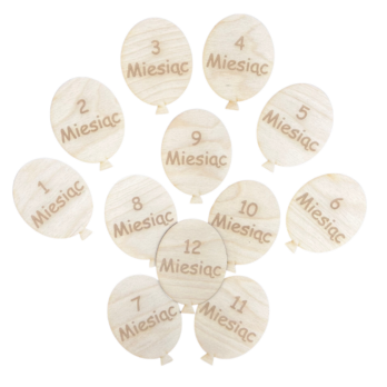 TABLICZKI KARTY DO ZDJĘĆ Z MIESIĄCAMI PIERWSZY ROK ŻYCIA DREWNIANE DO SESJI