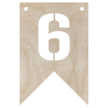 DREWNIANY PROPORCZYK GIRLANDA DO POKOJU DZIECKA CYFERKA DO POWIESZENIA 6