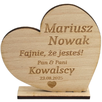 DREWNIANA WINIETKA ŚLUB WESELE PODZIĘKOWANIE DLA GOŚCI 2W1 SERCE DO WYBORU