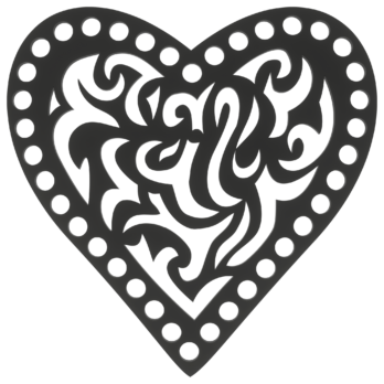 CZARNA BAZA DO KOSZYKA DNO SPÓD PŁYTA HDF DO MAKRAMY AŻUR SERCE 15CM