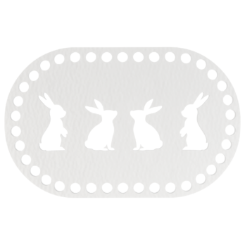 BIAŁA BAZA DO KOSZYKA DNO SPÓD PŁYTA HDF DO MAKRAMY ZAJĄC KRÓLIK 13X20CM