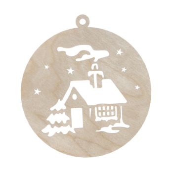 DREWNIANA BOMBKA DOMEK NA CHOINKĘ OZDOBY ŚWIĄTECZNE BOŻE NARODZENIE DECOR