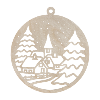 DREWNIANA BOMBKA CHOINKI DOMEK NA CHOINKĘ OZDOBY ŚWIĄTECZNE BOŻE NARODZENIE DECOR