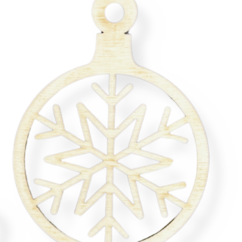 DREWNIANA BOMBKA ŚNIEŻYNKA NA CHOINKĘ OZDOBY ŚWIĄTECZNE BOŻE NARODZENIE DECOR