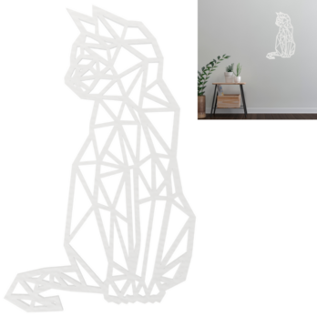 DEKORACJA ŚCIENNA BIAŁY KOT KOTEK NA ŚCIANĘ OBRAZ AŻUR DEKOR PŁYTA HDF