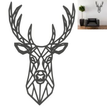 DEKORACJA ŚCIENNA CZARNY JELEŃ JELONEK NA ŚCIANĘ OBRAZ AŻUR DEKOR PŁYTA HDF