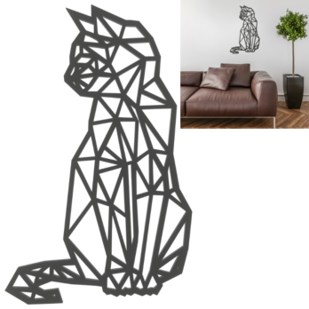 DEKORACJA ŚCIENNA CZARNY KOT DUŻY KOTEK NA ŚCIANĘ OBRAZ AŻUR DEKOR