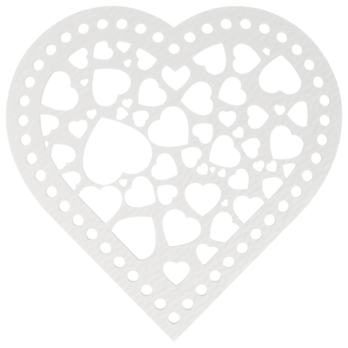 BIAŁA BAZA DO KOSZYKA DNO SPÓD PŁYTA HDF DO MAKRAMY SERCE W SERCA 15 CM