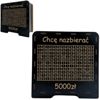 CZARNA SKARBONKA CHCĘ NAZBIERAĆ OSZCZĘDZANIE OSZCZĘDNOŚCI PREZENT