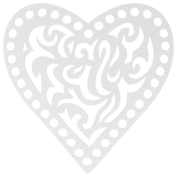 BIAŁA BAZA DO KOSZYKA DNO SPÓD PŁYTA HDF DO MAKRAMY AŻUR SERCE 15CM