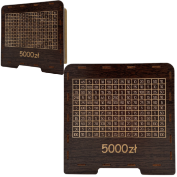 SKARBONKA WYZWANIE OSZCZĘDZANIE PREZENT OSZCZĘDNOŚCI WYKREŚLANKA DĄB WENGE