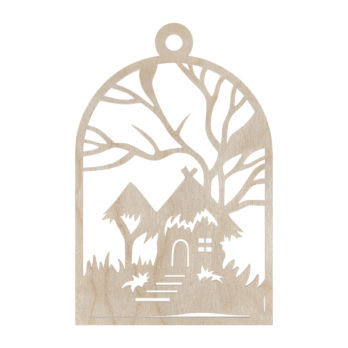 DREWNIANA BOMBKA DOMEK NA CHOINKĘ OZDOBY ŚWIĄTECZNE BOŻE NARODZENIE DECOR