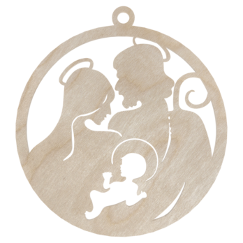 DREWNIANA BOMBKA RODZINA JEZUSEK NA CHOINKĘ OZDOBY ŚWIĄTECZNE BOŻE NARODZENIE DECOR