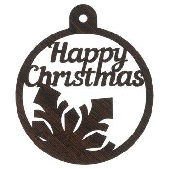 DĄB WENGE BOMBKA HAPPY NA CHOINKĘ OZDOBY ŚWIĄTECZNE BOŻE NARODZENIE DECOR