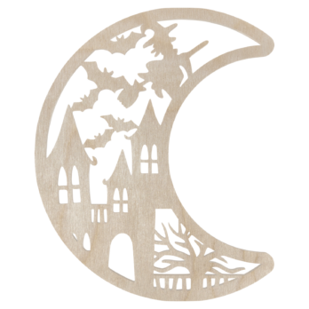 DREWNIANY KSIĘŻYC MIASTO WIEDŹMA NIETOPERZ ZAWIESZKA NA ŚCIANĘ DRZWI OKNO