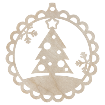 DREWNIANA BOMBKA KORONKOWA Z CHOINKĄ NA CHOINKĘ OZDOBY ŚWIĄTECZNE BOŻE NARODZENIE DECOR