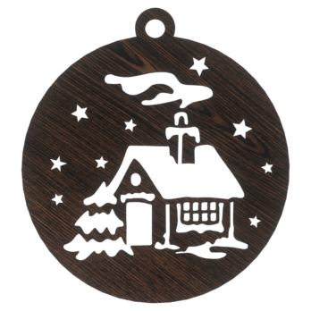 DĄB WENGE BOMBKA DOMEK NA CHOINKĘ OZDOBY ŚWIĄTECZNE BOŻE NARODZENIE DECOR
