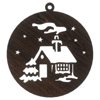 DĄB WENGE BOMBKA DOMEK NA CHOINKĘ OZDOBY ŚWIĄTECZNE BOŻE NARODZENIE DECOR