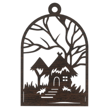 DĄB WENGE BOMBKA DOMEK NA CHOINKĘ OZDOBY ŚWIĄTECZNE BOŻE NARODZENIE DECOR