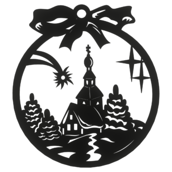 CZARNA BOMBKA MIASTO NA CHOINKĘ OZDOBY ŚWIĄTECZNE BOŻE NARODZENIE DECOR