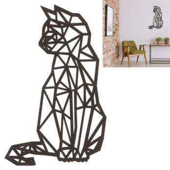 DEKORACJA ŚCIENNA DĄB WENGE KOT DUŻY KOTEK NA ŚCIANĘ OBRAZ KOTA  AŻUR DEKOR