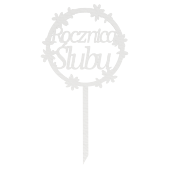 BIAŁY TOPPER NA TORT ROCZNICA ŚLUBU KWIATKI DEKORACJA DO KWIATÓW TOPER