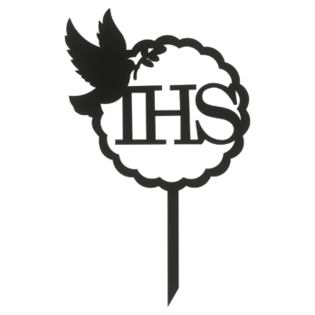 CZARNY TOPPER NA TORT CHRZEST ŚWIĘTY IHS GOŁĄB DEKORACJA DO KWIATÓW TOPER