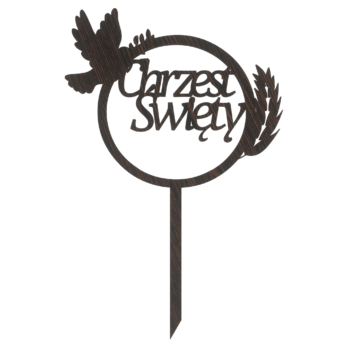 DĄB WENGE TOPPER NA TORT CHRZEST ŚWIĘTY GOLĄB GAŁĄZKA DEKORACJA DO KWIATÓW TOPER