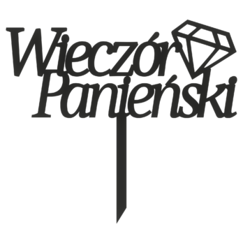 CZARNY TOPPER NA TORT WIECZÓR PANIEŃSKI DIAMENT DEKORACJA DO KWIATÓW TOPER