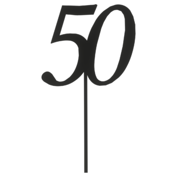 CZARNY TOPPER NA TORT 50 PIĘĆDZIESIĄTKA JUBILEUSZ URODZINY DO KWIATÓW TOPER