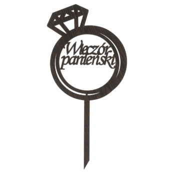 DĄB WENGE TOPPER WIECZÓR PANIEŃSKI NA TORT DO KWIATÓW DEKORACJA PIERŚCIONEK DIAMENT