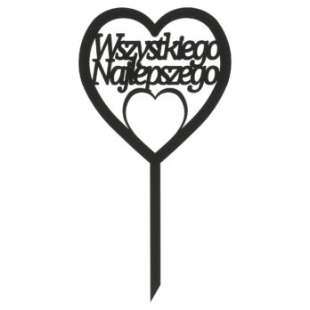 CZARNY TOPPER WSZYTSKIEGO NAJLEPSZEGO SERCE NA URODZINY TORT DO KWIATÓW DEKORACJA