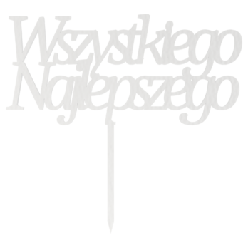 BIAŁY TOPPER NA TORT WSZYSTKIEGO NAJLEPSZEGO URODZINY DEKORACJA DO KWIATÓW