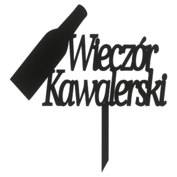 CZARNY TOPPER NA TORT WIECZÓR KAWALERSKI BUTELKA DEKORACJA DO KWIATÓW TOPER