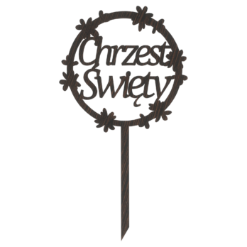 DĄB WENGE TOPPER NA TORT CHRZEST ŚWIĘTY KWIATKI DEKORACJA DO KWIATÓW TOPER