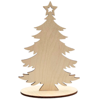 DREWNIANA CHOINKA DEKORACYJNA NA PODSTAWCE DRZEWKO DECOR DIY DECOUPAGE 16CM