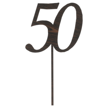 DĄB WENGE TOPPER NA TORT 50 PIĘĆDZIESIĄTKA JUBILEUSZ URODZINY DO KWIATÓW TOPER