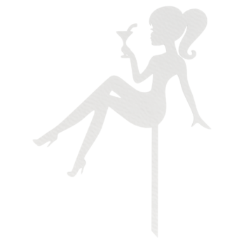 BIAŁY TOPPER NA TORT KOBIETA Z DRINKIEM URODZINY DEKORACJA DO KWIATÓW TOPER