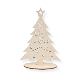 DREWNIANA CHOINKA DEKORACYJNA NA PODSTAWCE DRZEWKO DECOR DIY DECOUPAGE 16CM