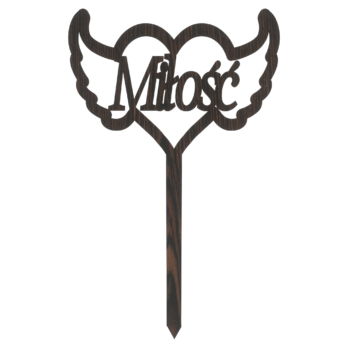 DĄB WENGE TOPPER SKRZYDŁA MIŁOŚC ŚLUB WESELE WALENTYNKI ROCZNICA DEKORACJA DO KWIATÓW