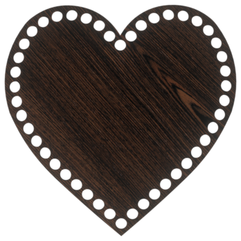 DĄB WENGE BAZA DO KOSZYKA DNO SPÓD PŁYTA HDF DO MAKRAMY SZYDEŁKA SERCE 20CM