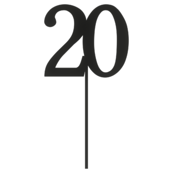 CZARNY TOPPER NA TORT 20 DWADZIEŚCIA JUBILEUSZ URODZINY DO KWIATÓW TOPER DEKOR